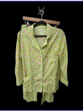 Victoria's Secret Lime Green and Red Floral Sleep set sz med